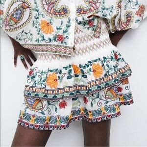 Beautiful Zara Embroidered mini flare skirt. NWOT